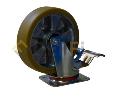 123145-Roue pivotante avec frein
Hauteur 245
Diamètre 200
Charge 500kg

Toutes les roulettes de la table élévatrice sont désormais des roulettes pivotantes. Deux roulettes pivotantes peuvent être bloquées par deux verrous directionnels BLZ-123146