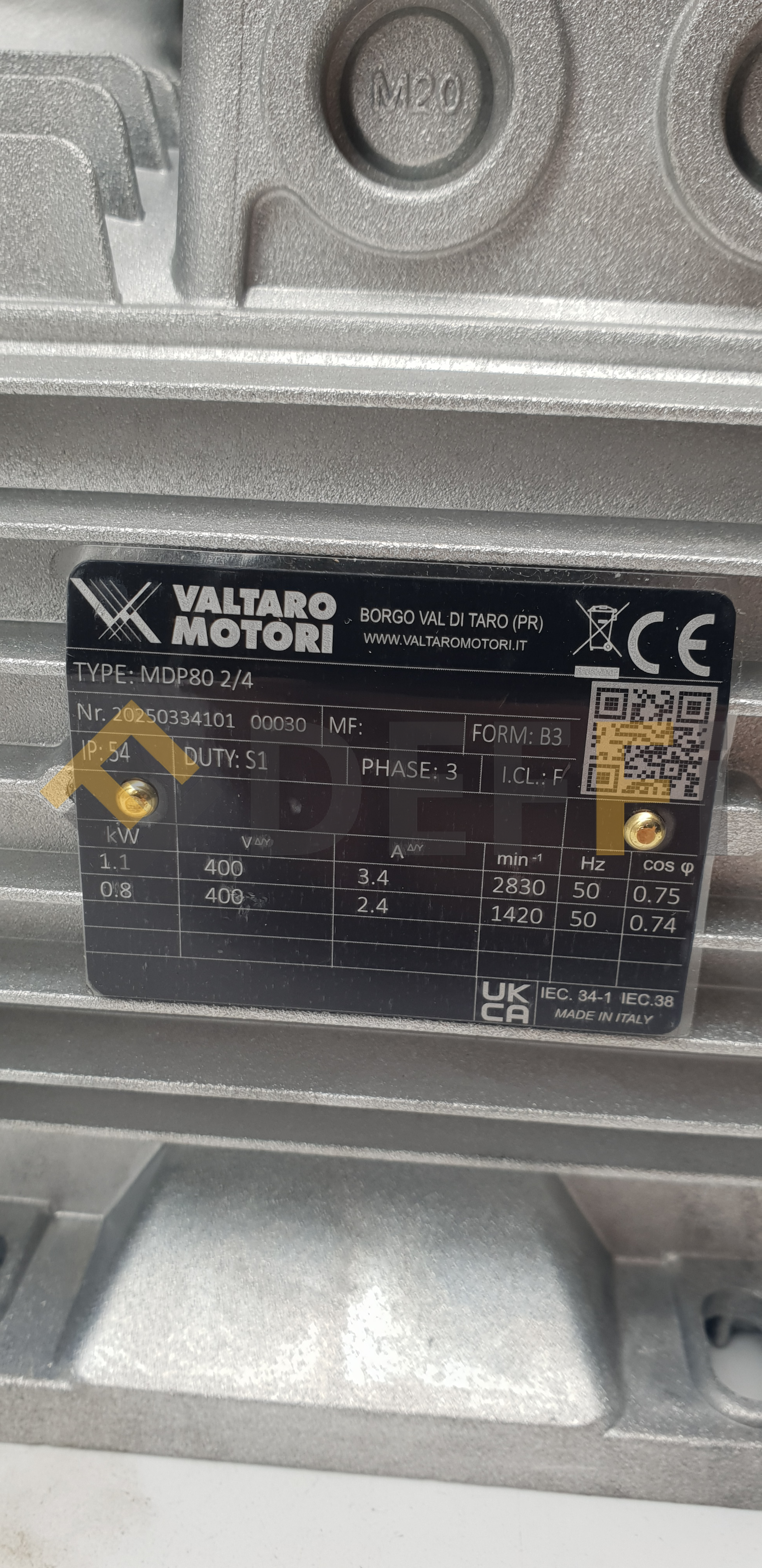 A0286-Moteur b3 400/50 triphas 1 ch double vitesse