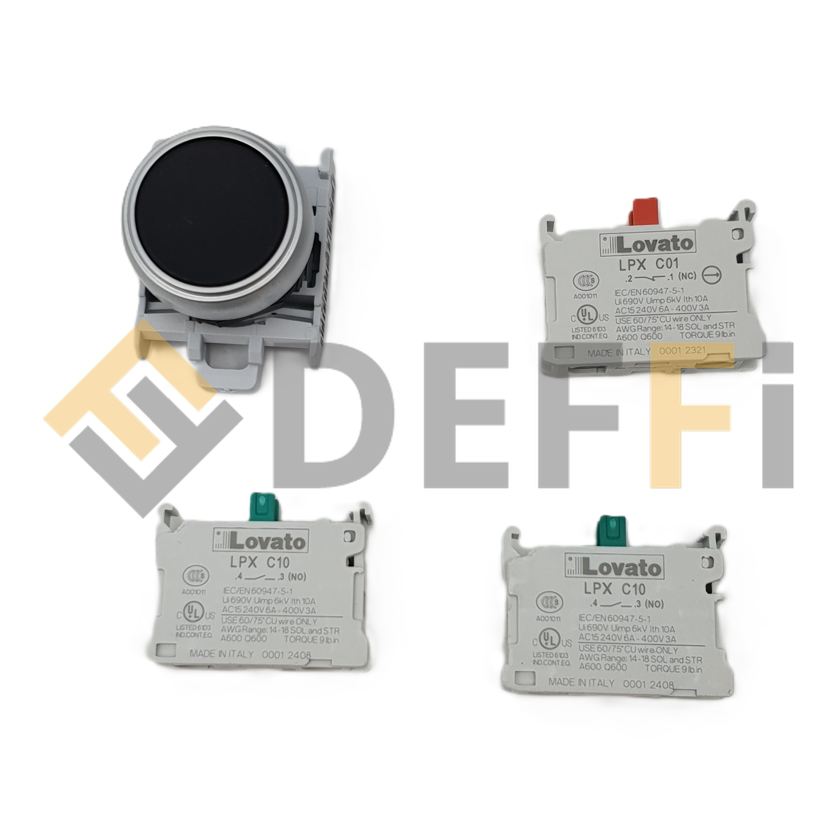 B5853-Poussoir noir+ 1 contact n.c. + 2 contacts n.o.